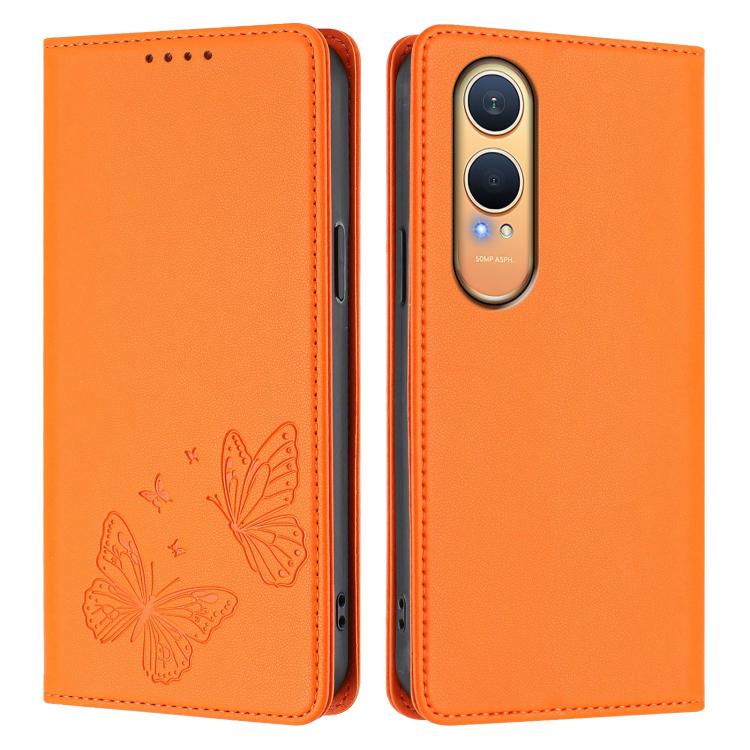 For OnePlus Nord CE4 Lite Strong Magnetic Dual Butterfly RFID Vegan Leather Phone Case