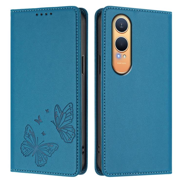 For OnePlus Nord CE4 Lite Strong Magnetic Dual Butterfly RFID Vegan Leather Phone Case