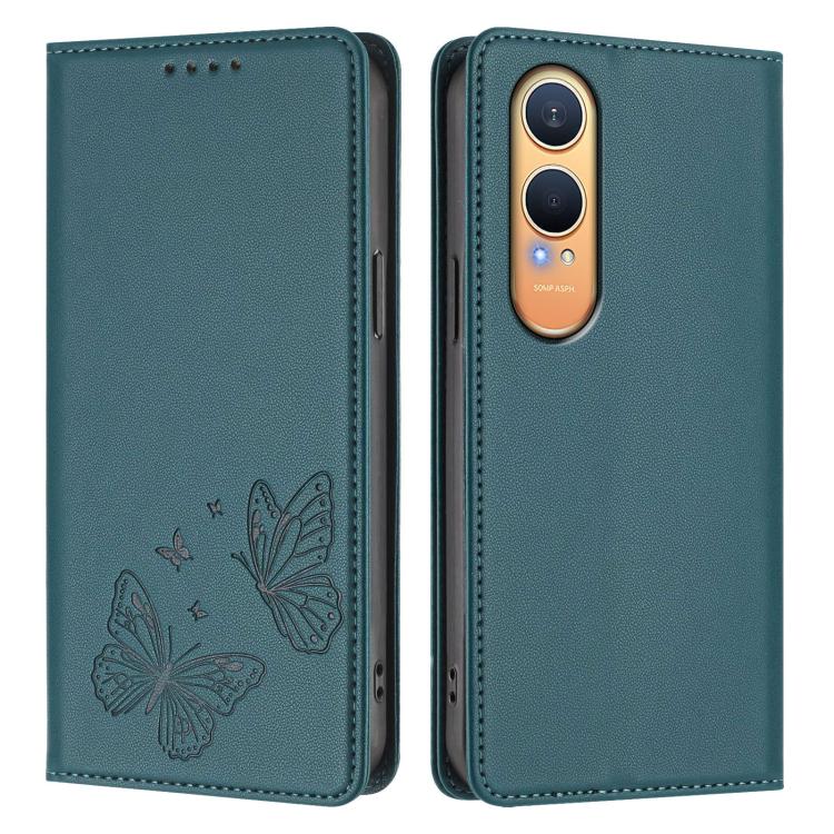 For OnePlus Nord CE4 Lite Strong Magnetic Dual Butterfly RFID Vegan Leather Phone Case