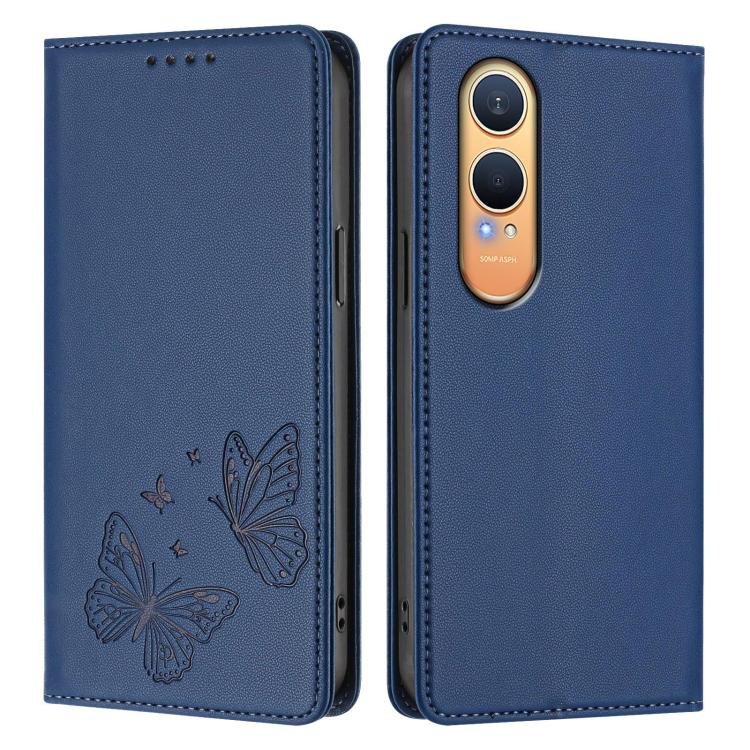 For OnePlus Nord CE4 Lite Strong Magnetic Dual Butterfly RFID Vegan Leather Phone Case