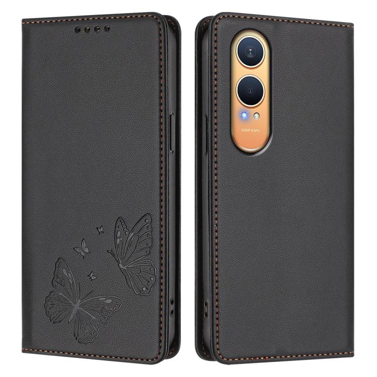 For OnePlus Nord CE4 Lite Strong Magnetic Dual Butterfly RFID Vegan Leather Phone Case