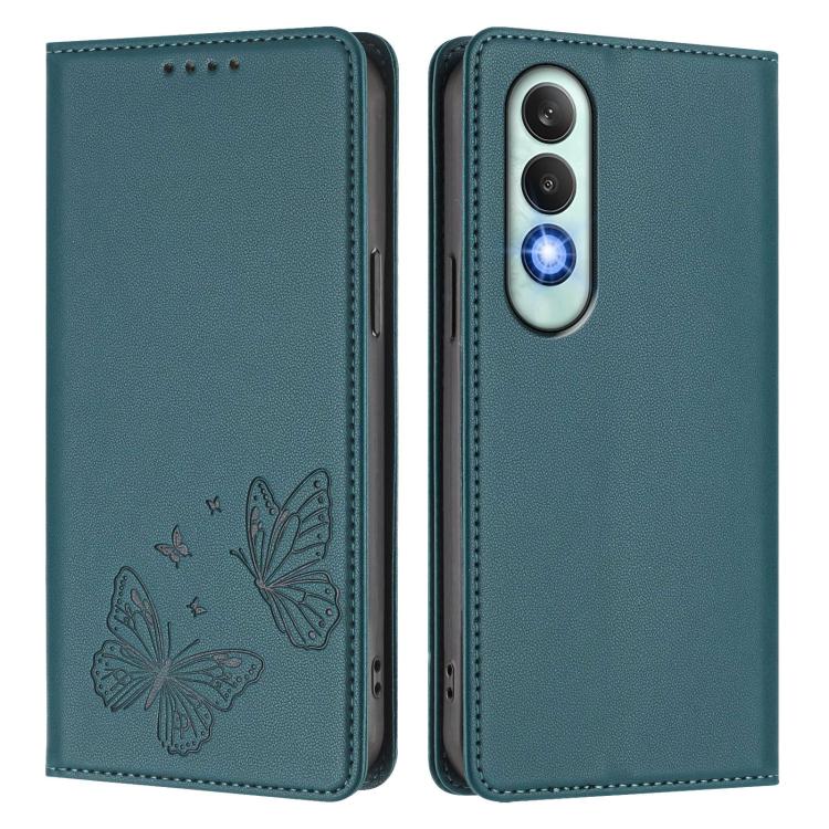 For OnePlus Nord CE4 Strong Magnetic Dual Butterfly RFID Vegan Leather Phone Case