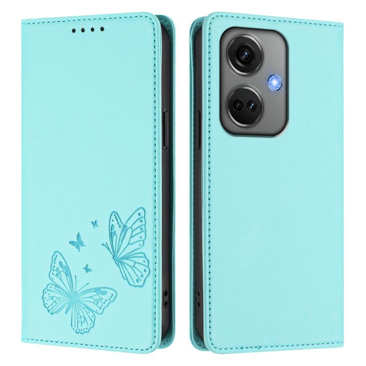 For OnePlus Nord CE3 Strong Magnetic Dual Butterfly RFID Vegan Leather Phone Case