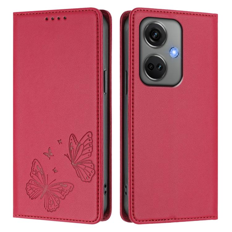 For OnePlus Nord CE3 Strong Magnetic Dual Butterfly RFID Vegan Leather Phone Case