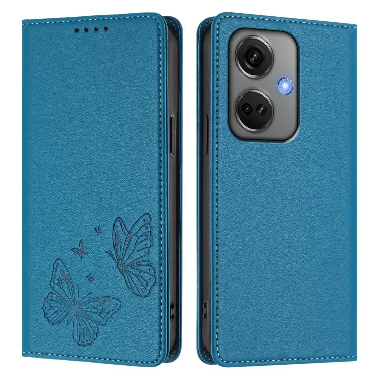 For OnePlus Nord CE3 Strong Magnetic Dual Butterfly RFID Vegan Leather Phone Case