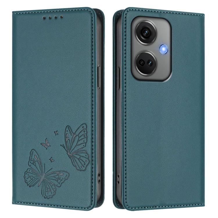 For OnePlus Nord CE3 Strong Magnetic Dual Butterfly RFID Vegan Leather Phone Case