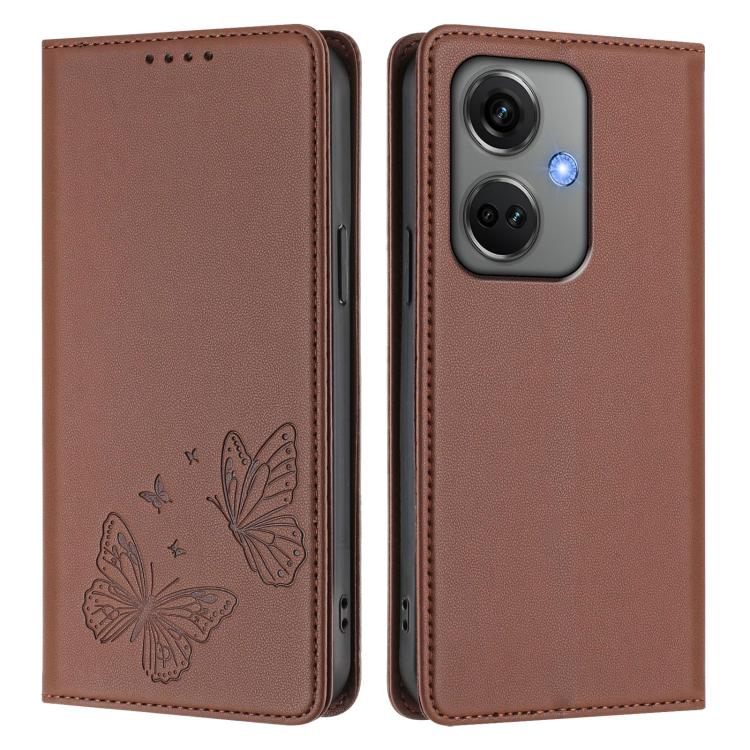 For OnePlus Nord CE3 Strong Magnetic Dual Butterfly RFID Vegan Leather Phone Case
