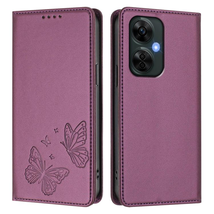 For OnePlus Nord CE 3 Lite / OnePlus Nord N30 Strong Magnetic Dual Butterfly RFID Vegan Leather Phone Case