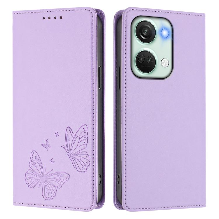 For OnePlus Nord 3 / OnePlus Ace 2V Strong Magnetic Dual Butterfly RFID Vegan Leather Phone Case