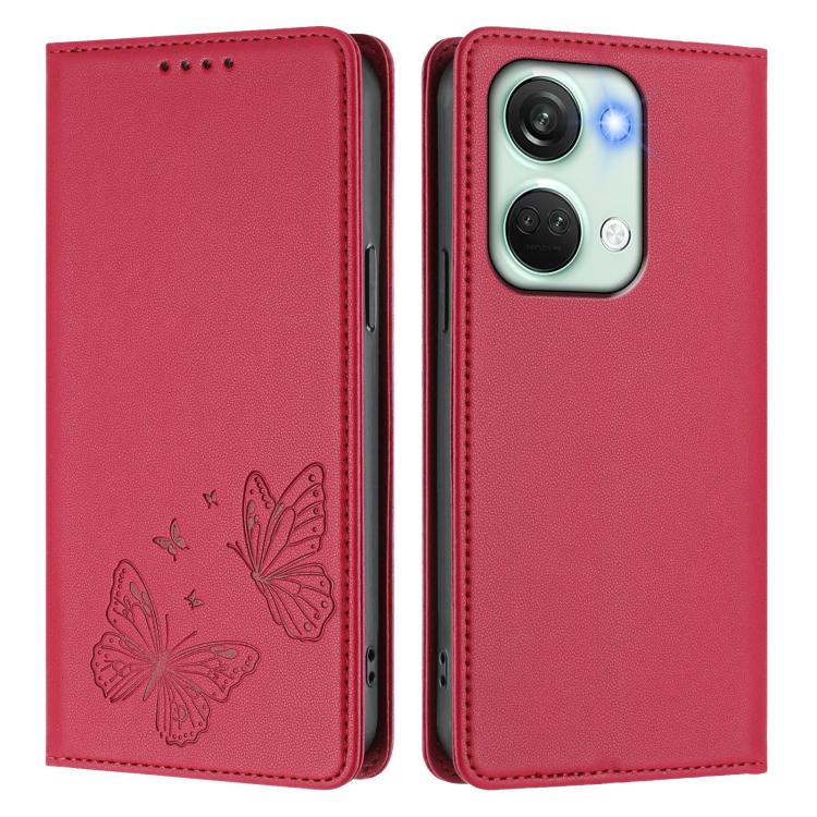 For OnePlus Nord 3 / OnePlus Ace 2V Strong Magnetic Dual Butterfly RFID Vegan Leather Phone Case