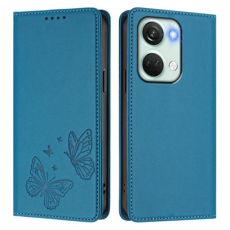 For OnePlus Nord 3 / OnePlus Ace 2V Strong Magnetic Dual Butterfly RFID Vegan Leather Phone Case