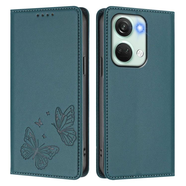 For OnePlus Nord 3 / OnePlus Ace 2V Strong Magnetic Dual Butterfly RFID Vegan Leather Phone Case