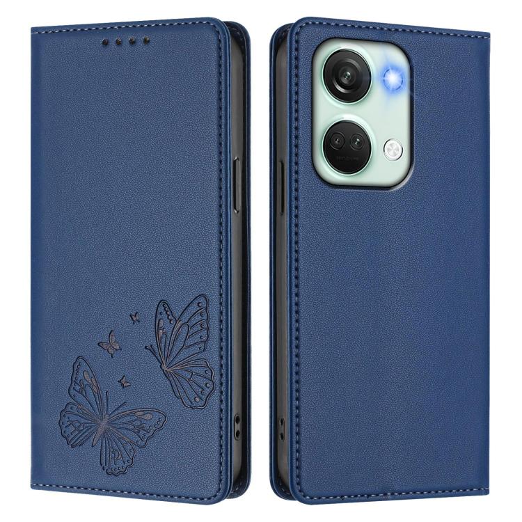 For OnePlus Nord 3 / OnePlus Ace 2V Strong Magnetic Dual Butterfly RFID Vegan Leather Phone Case