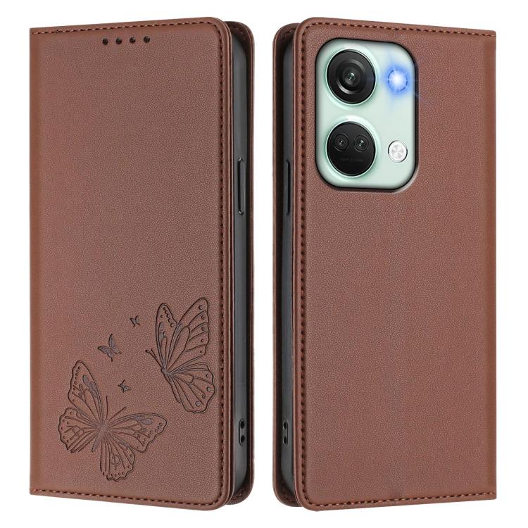For OnePlus Nord 3 / OnePlus Ace 2V Strong Magnetic Dual Butterfly RFID Vegan Leather Phone Case