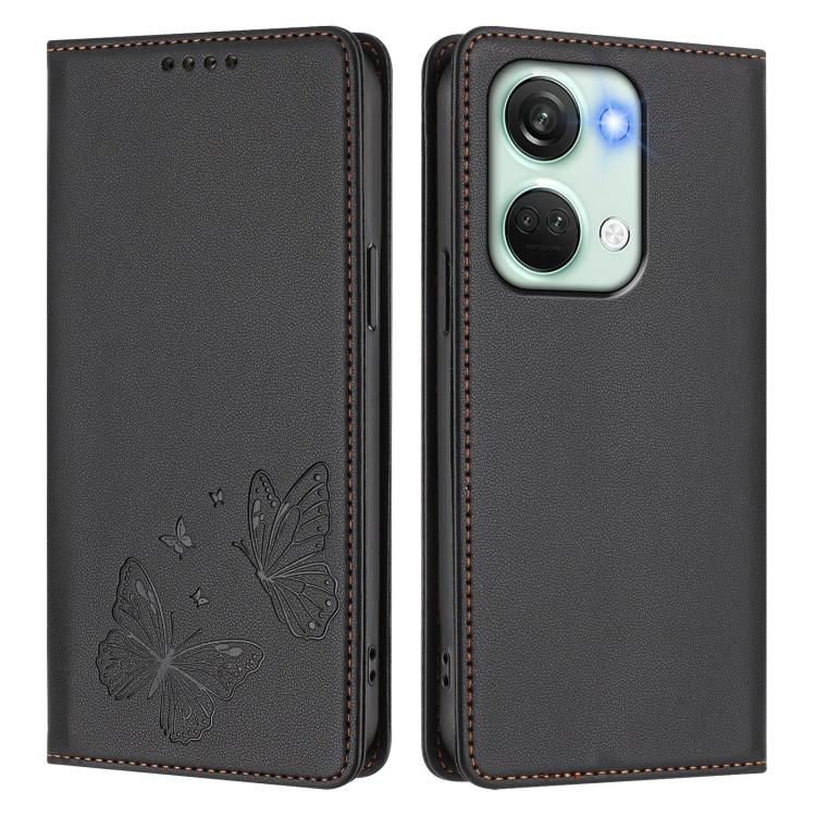 For OnePlus Nord 3 / OnePlus Ace 2V Strong Magnetic Dual Butterfly RFID Vegan Leather Phone Case