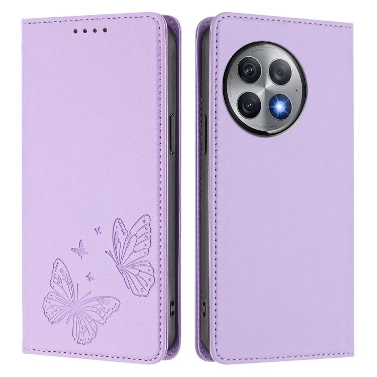 For OnePlus Ace 2 Pro Strong Magnetic Dual Butterfly RFID Vegan Leather Phone Case
