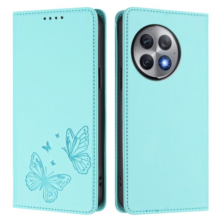 For OnePlus Ace 2 Pro Strong Magnetic Dual Butterfly RFID Vegan Leather Phone Case
