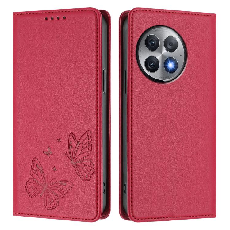For OnePlus Ace 2 Pro Strong Magnetic Dual Butterfly RFID Vegan Leather Phone Case