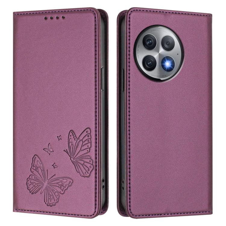 For OnePlus Ace 2 Pro Strong Magnetic Dual Butterfly RFID Vegan Leather Phone Case