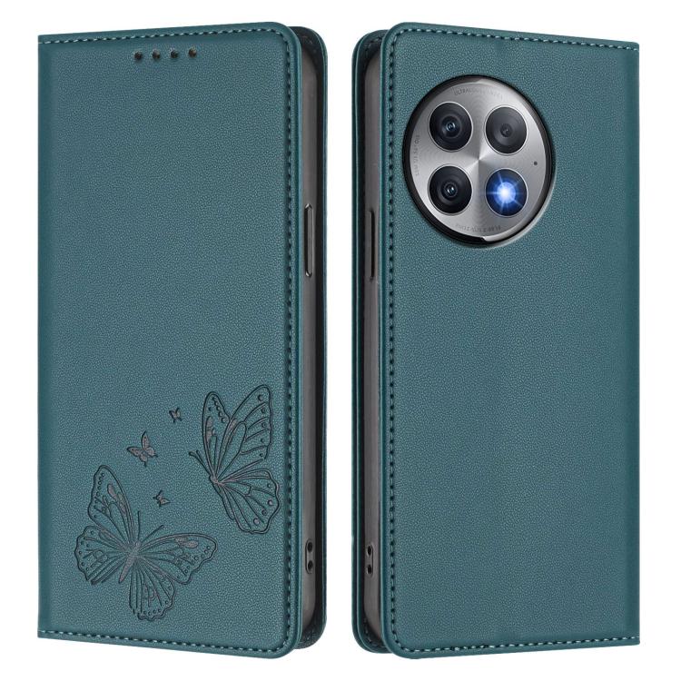 For OnePlus Ace 2 Pro Strong Magnetic Dual Butterfly RFID Vegan Leather Phone Case