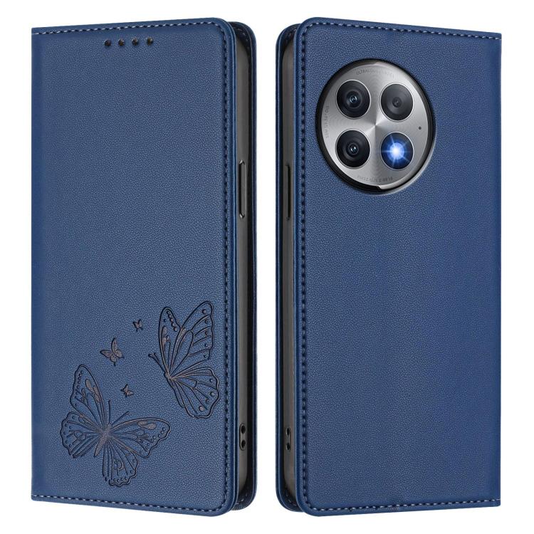 For OnePlus Ace 2 Pro Strong Magnetic Dual Butterfly RFID Vegan Leather Phone Case