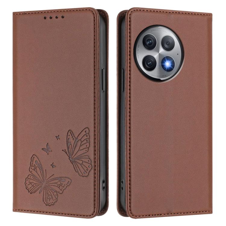 For OnePlus Ace 2 Pro Strong Magnetic Dual Butterfly RFID Vegan Leather Phone Case