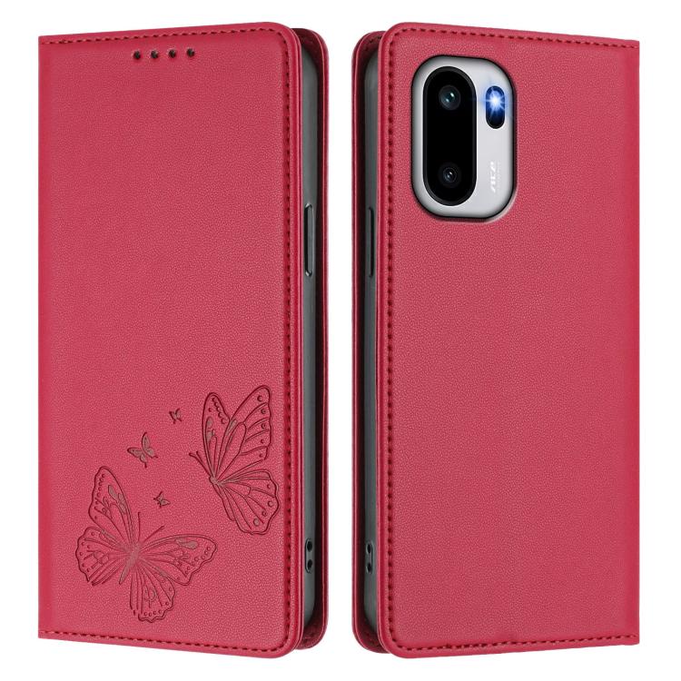 For OnePlus 15R / Ace 6 / Ace 6T Strong Magnetic Dual Butterfly RFID Vegan Leather Phone Case