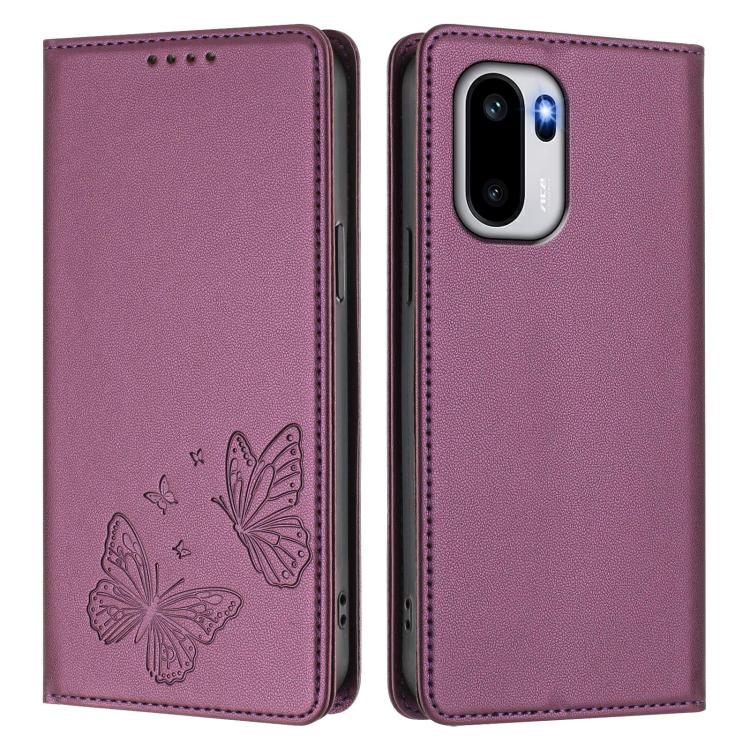 For OnePlus 15R / Ace 6 / Ace 6T Strong Magnetic Dual Butterfly RFID Vegan Leather Phone Case