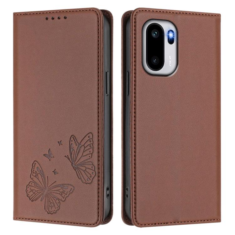 For OnePlus 15R / Ace 6 / Ace 6T Strong Magnetic Dual Butterfly RFID Vegan Leather Phone Case