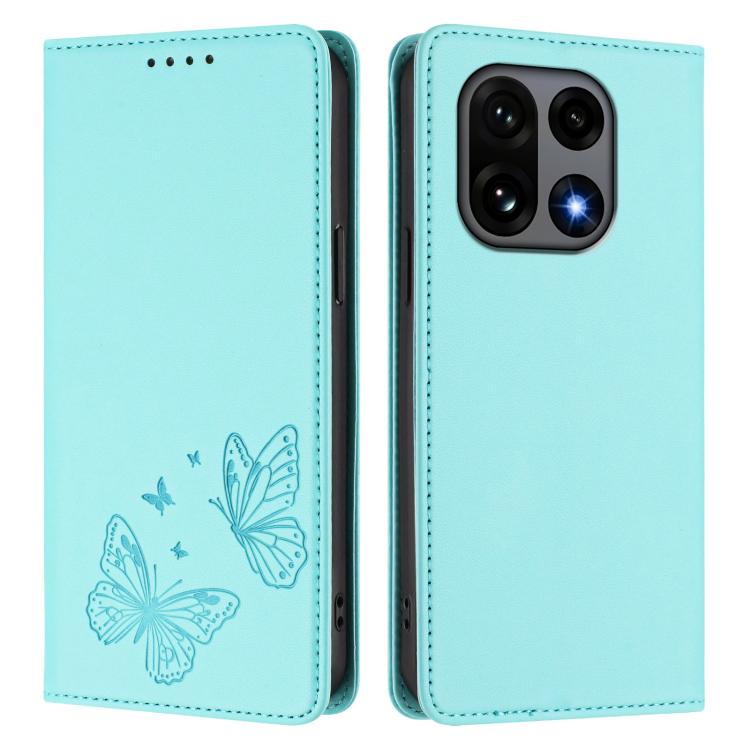 For OnePlus 15 Strong Magnetic Dual Butterfly RFID Vegan Leather Phone Case