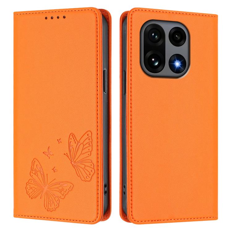 For OnePlus 15 Strong Magnetic Dual Butterfly RFID Vegan Leather Phone Case