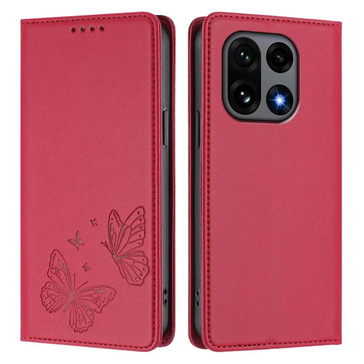 For OnePlus 15 Strong Magnetic Dual Butterfly RFID Vegan Leather Phone Case