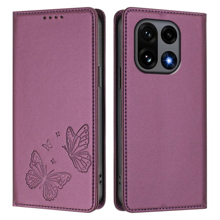 For OnePlus 15 Strong Magnetic Dual Butterfly RFID Vegan Leather Phone Case