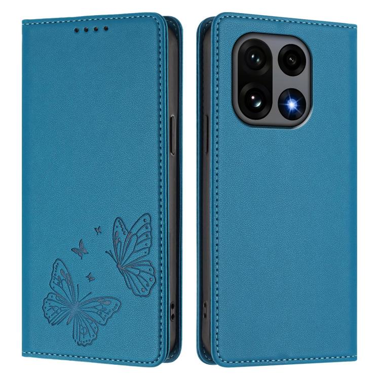 For OnePlus 15 Strong Magnetic Dual Butterfly RFID Vegan Leather Phone Case