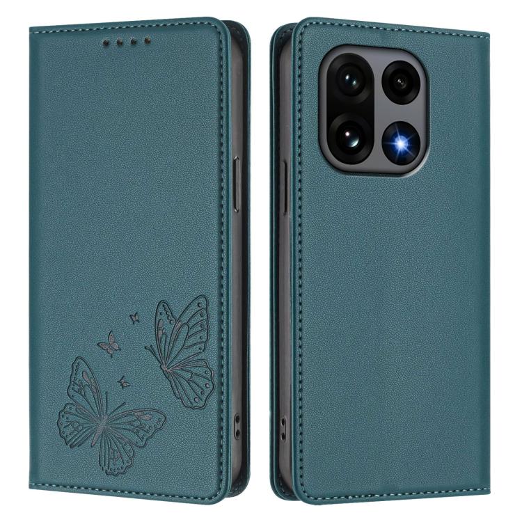 For OnePlus 15 Strong Magnetic Dual Butterfly RFID Vegan Leather Phone Case