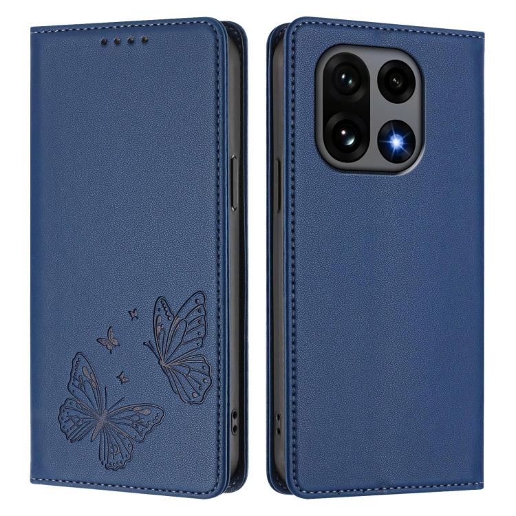 For OnePlus 15 Strong Magnetic Dual Butterfly RFID Vegan Leather Phone Case