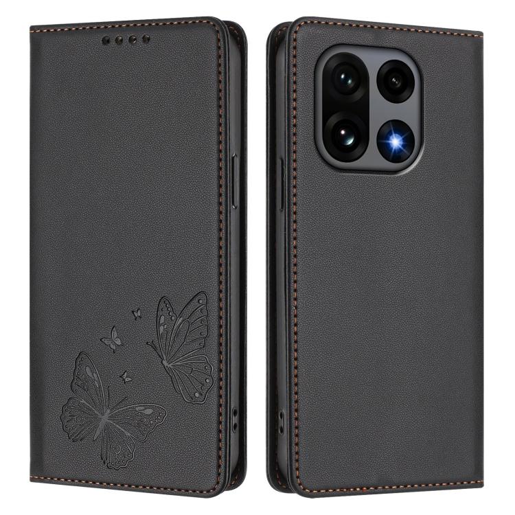 For OnePlus 15 Strong Magnetic Dual Butterfly RFID Vegan Leather Phone Case