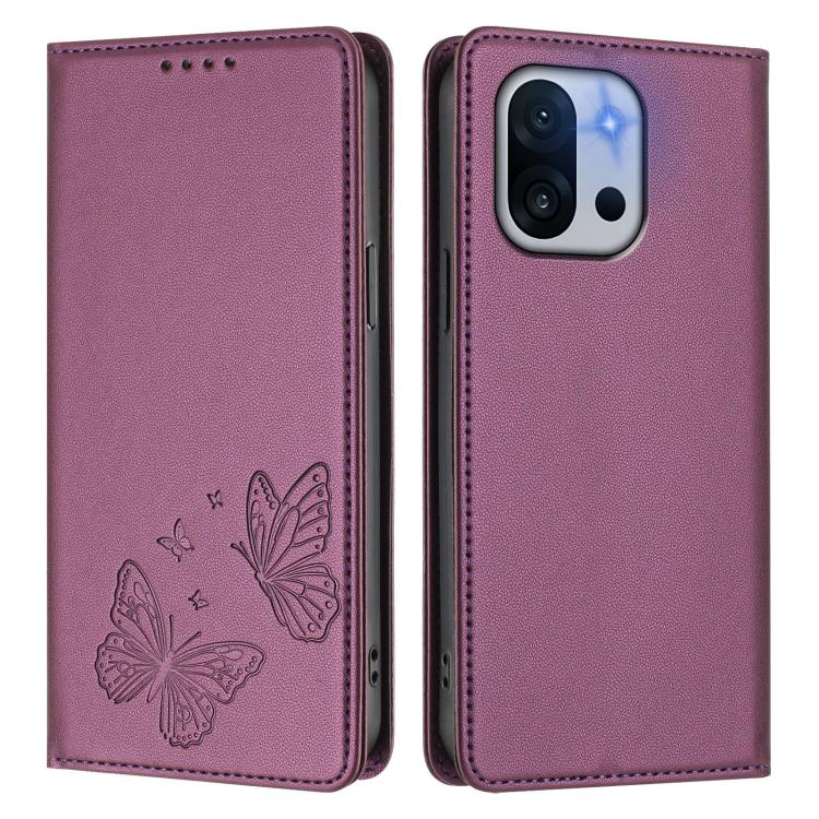 For OnePlus 13T Strong Magnetic Dual Butterfly RFID Vegan Leather Phone Case