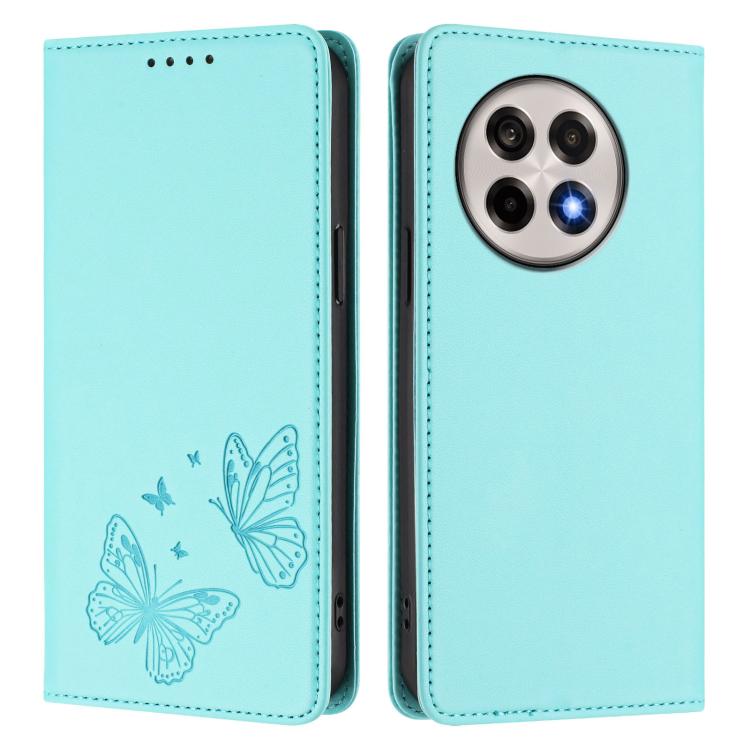 For OnePlus 13R / Ace 5 / Ace 5 Pro Strong Magnetic Dual Butterfly RFID Vegan Leather Phone Case