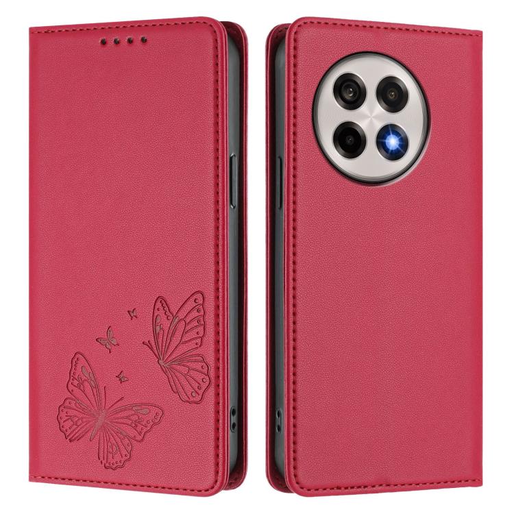 For OnePlus 13R / Ace 5 / Ace 5 Pro Strong Magnetic Dual Butterfly RFID Vegan Leather Phone Case