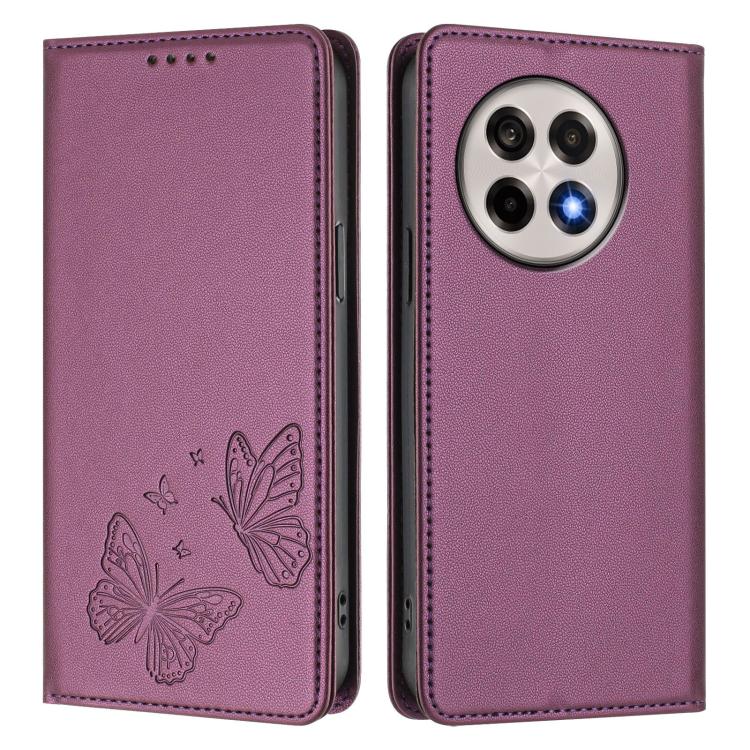 For OnePlus 13R / Ace 5 / Ace 5 Pro Strong Magnetic Dual Butterfly RFID Vegan Leather Phone Case