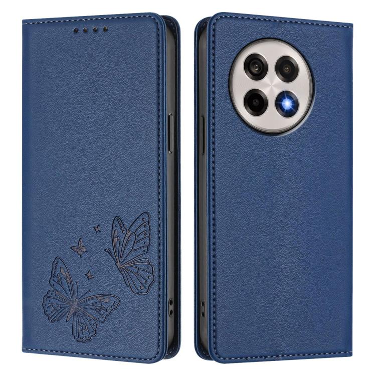 For OnePlus 13R / Ace 5 / Ace 5 Pro Strong Magnetic Dual Butterfly RFID Vegan Leather Phone Case