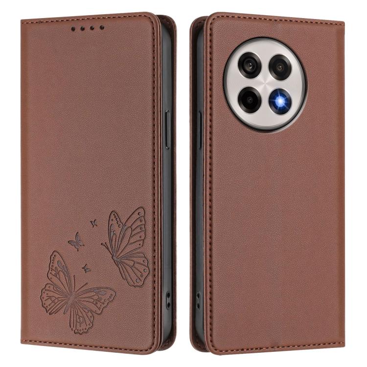 For OnePlus 13R / Ace 5 / Ace 5 Pro Strong Magnetic Dual Butterfly RFID Vegan Leather Phone Case