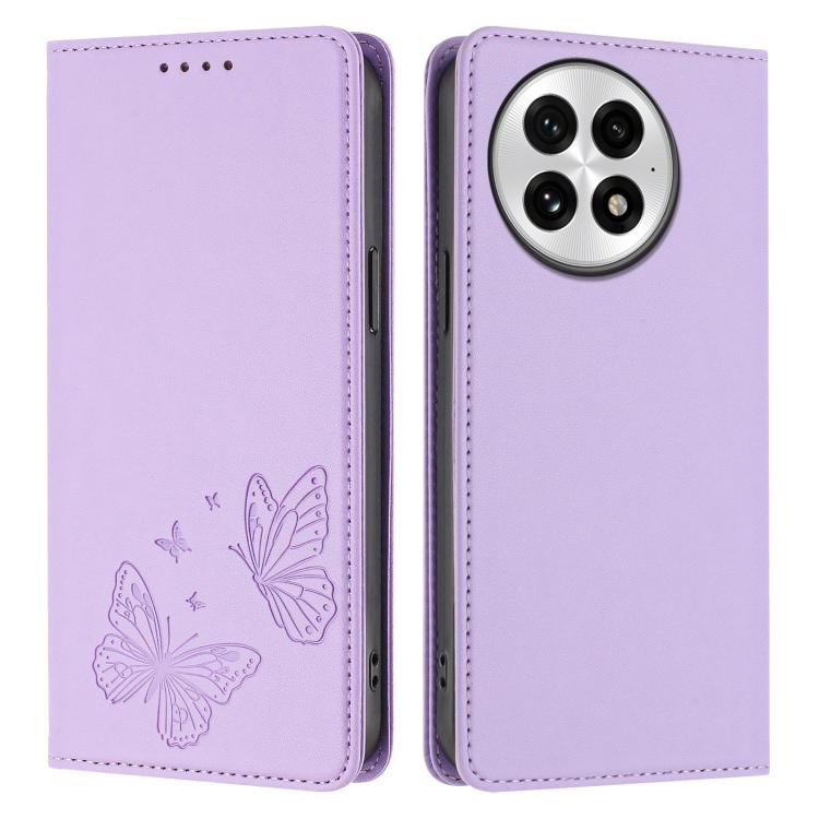 For OnePlus 13 Strong Magnetic Dual Butterfly RFID Vegan Leather Phone Case