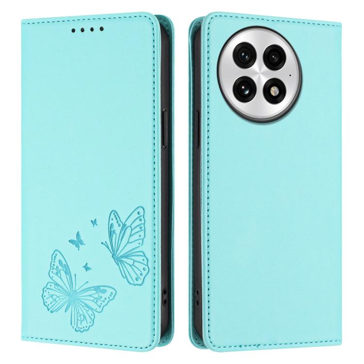 For OnePlus 13 Strong Magnetic Dual Butterfly RFID Vegan Leather Phone Case