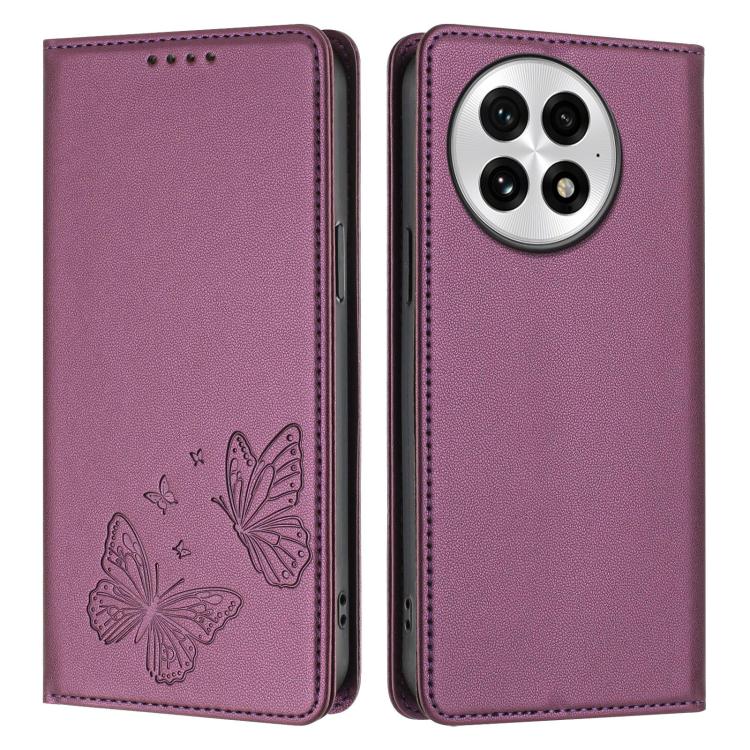 For OnePlus 13 Strong Magnetic Dual Butterfly RFID Vegan Leather Phone Case