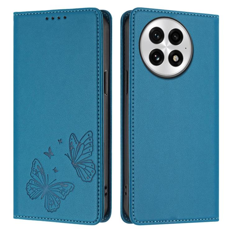 For OnePlus 13 Strong Magnetic Dual Butterfly RFID Vegan Leather Phone Case