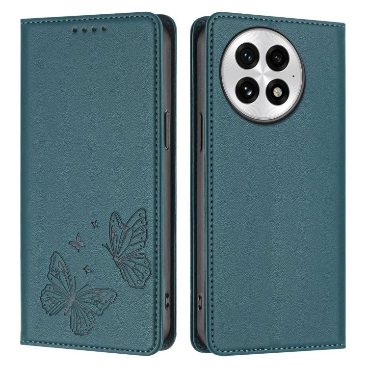 For OnePlus 13 Strong Magnetic Dual Butterfly RFID Vegan Leather Phone Case