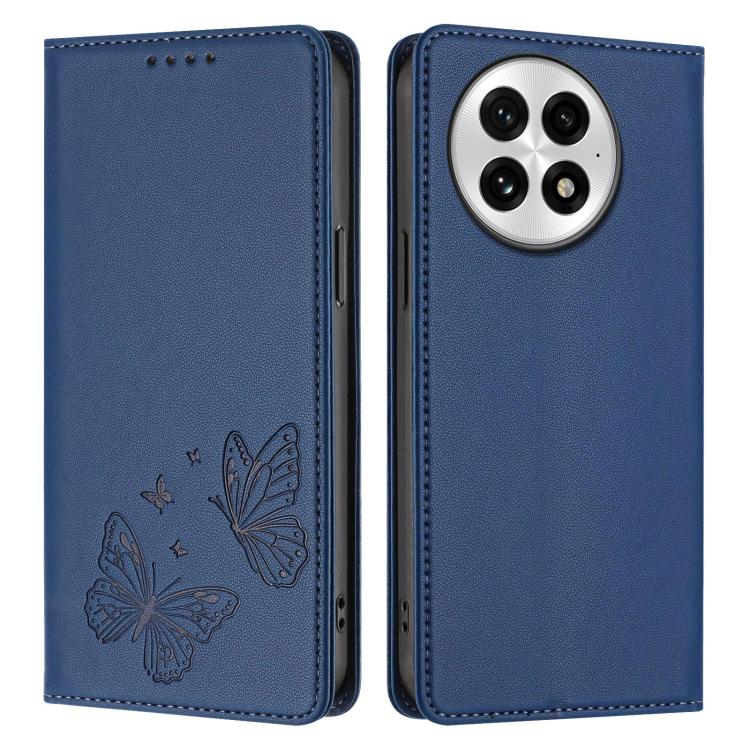 For OnePlus 13 Strong Magnetic Dual Butterfly RFID Vegan Leather Phone Case
