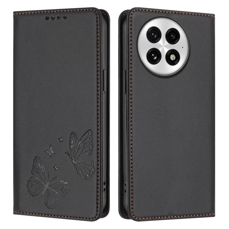 For OnePlus 13 Strong Magnetic Dual Butterfly RFID Vegan Leather Phone Case